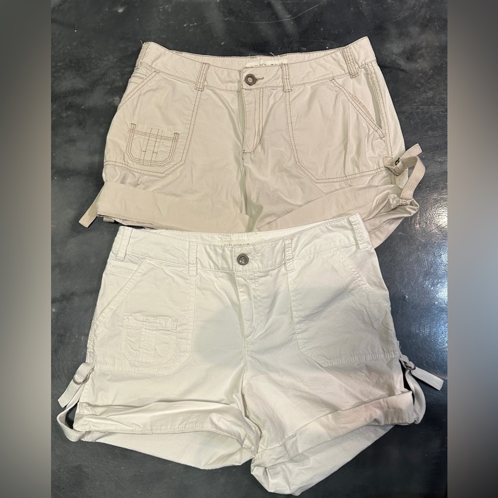 Vintage Fashion Bug Khaki Cargo Shorts Lot of 2 Women’s Size 10 Y2K Utility